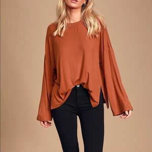 Mercuric Rust Orange Ribbed Long Sleeve Too